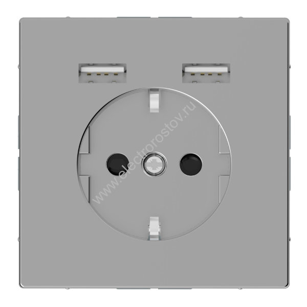 Schneider Electric Merten D-Life Нержавеющая Сталь Розетка Schuko с 2 USB c зарядным устройством 2,4