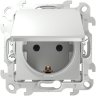 Simon 24 Белый Розетка 1-ая с крышкой и защитными шторками IP44 Push and Go Simon