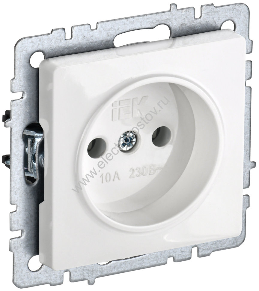 IEK BRITE BASE Белый Розетка 1-м б/з без защ штор 10А РС10-1-0-БрБ