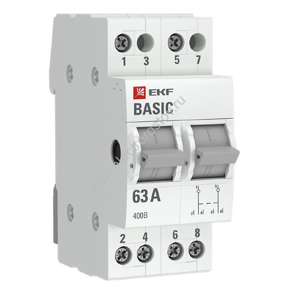 Модульный переключатель трехпозиционный 2P 63A Basic EKF