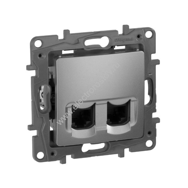 Etika Алюминий Розетка компьютерная 2-ая RJ45, категория 5е UTP Legrand